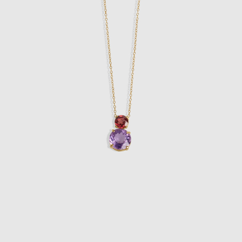 Collar oro rosa, Amatista y Rodolita